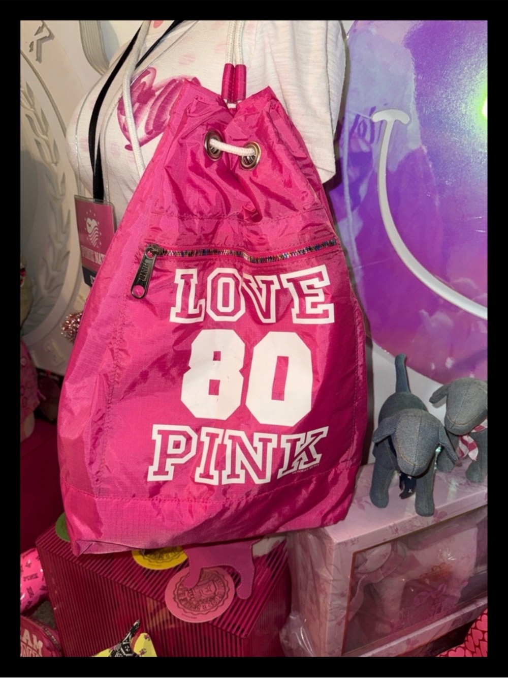 💕ⓅⒾⓃⓀ ⓋⓈ RARE/HTF/VINTAGE Drawstring Bag ✨EUC✨💕 - Picture 2 of 9